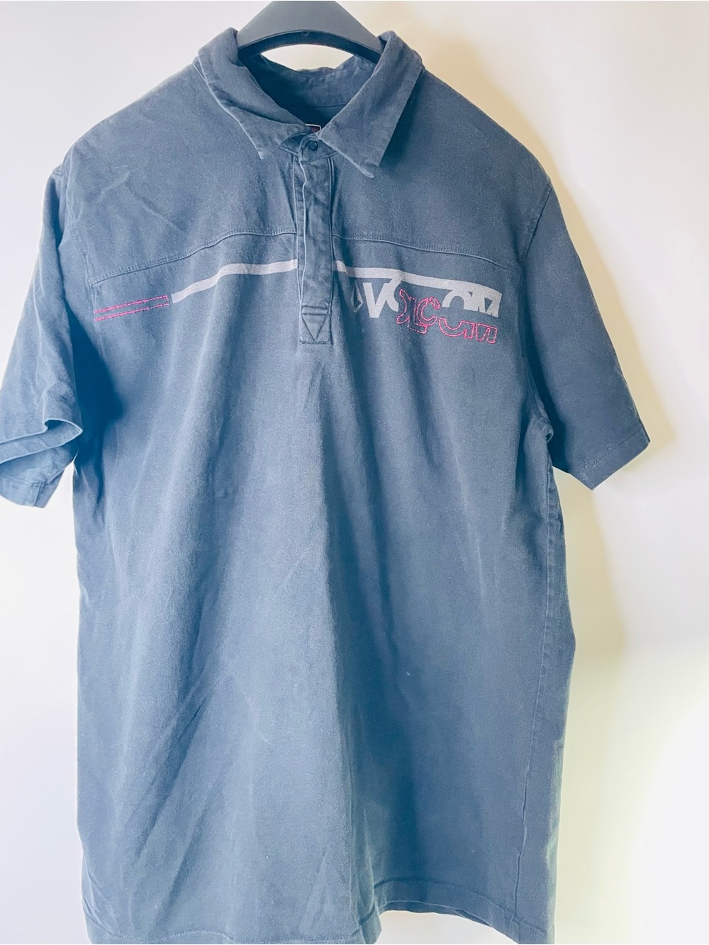 Volcom Black Polo with Subtle Pink Logo Y2K Era
